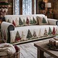 Personalized Pine Tree Christmas Quilted Sofa Cover, Christmas Pattern Sofa Cover, Patchwork Couch Throw, Sofa Protector, Holiday Sofa Decor QUILTSOFA49