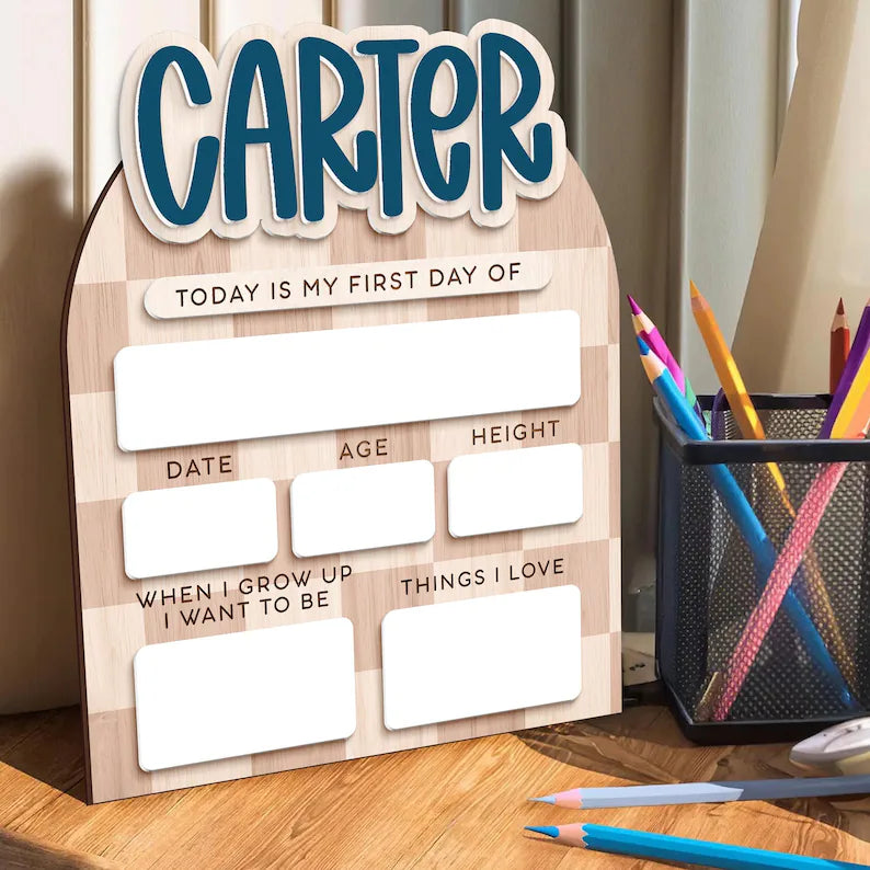 Custom First Day of School Sign, Back to School Board, Preschool Kindergarten 1st Day of School Sign, Last Day of School Keepsake. SBPETAL02