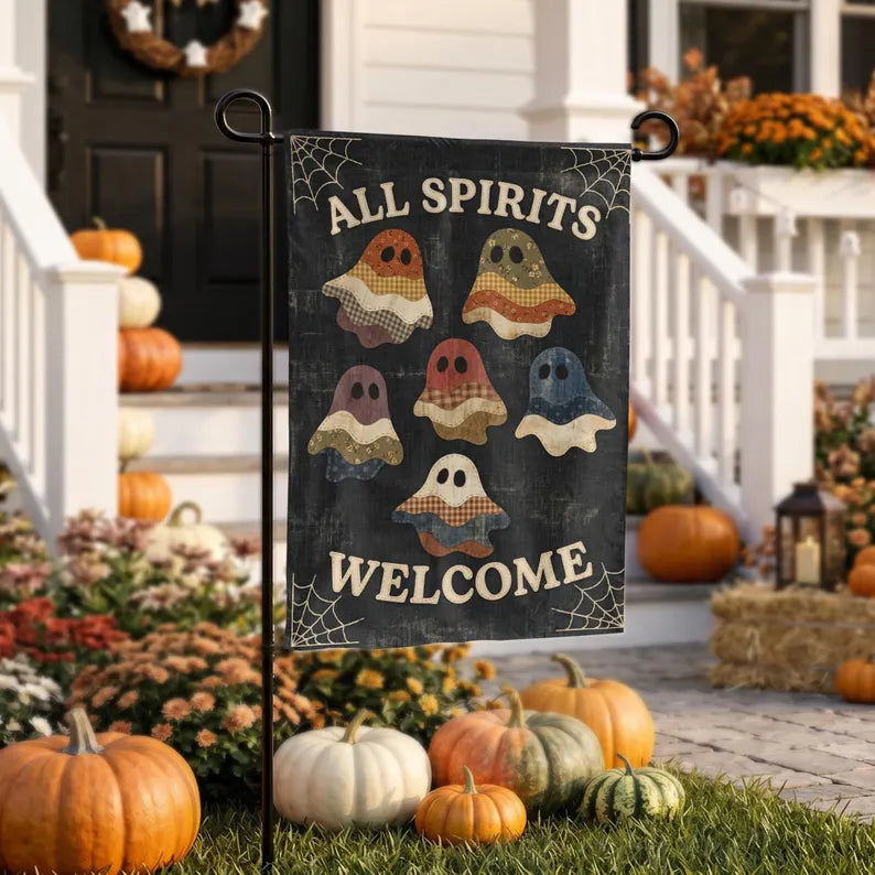 All Spirits Halloween Garden Flag, Rustic Decor, Outdoor Halloween Decorations, Pride Rainbow Ghost Fall Decor, LGBTQ, Garden Art,Yard Decor. HLWGFPETAL22