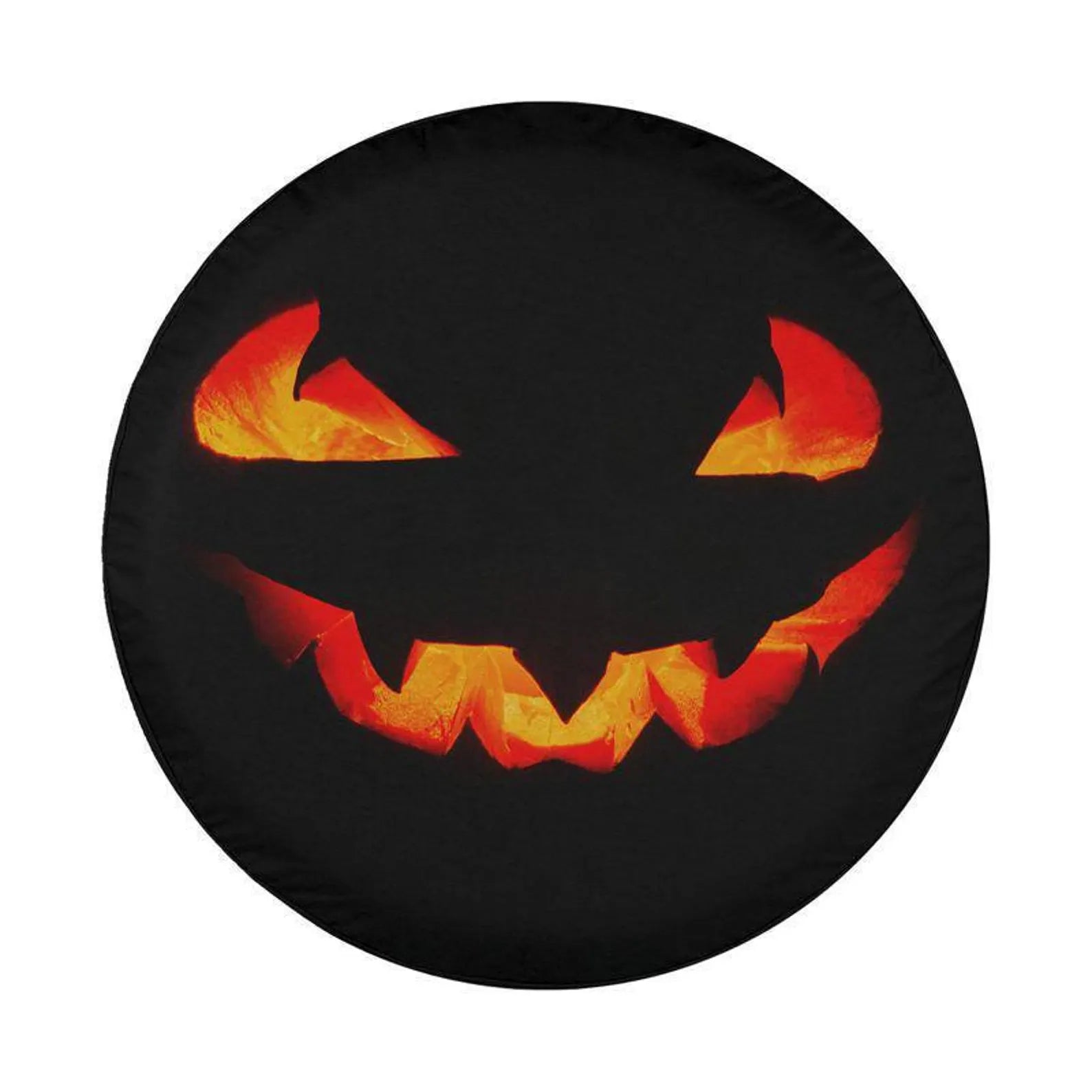 Halloween Pumpkin Face Spare Tire Cover, Jack O Lantern Tire Cover, Spooky PVC Leather Jeep Tire Cover, Halloween Car Accessories Gift. TCPETAL12