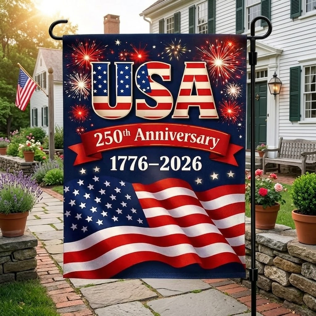 America 250th Anniversary Garden Flag, 1776-2026 Patriotic Eagle Flag, Custom Family Yard Decor. GFPETAL05