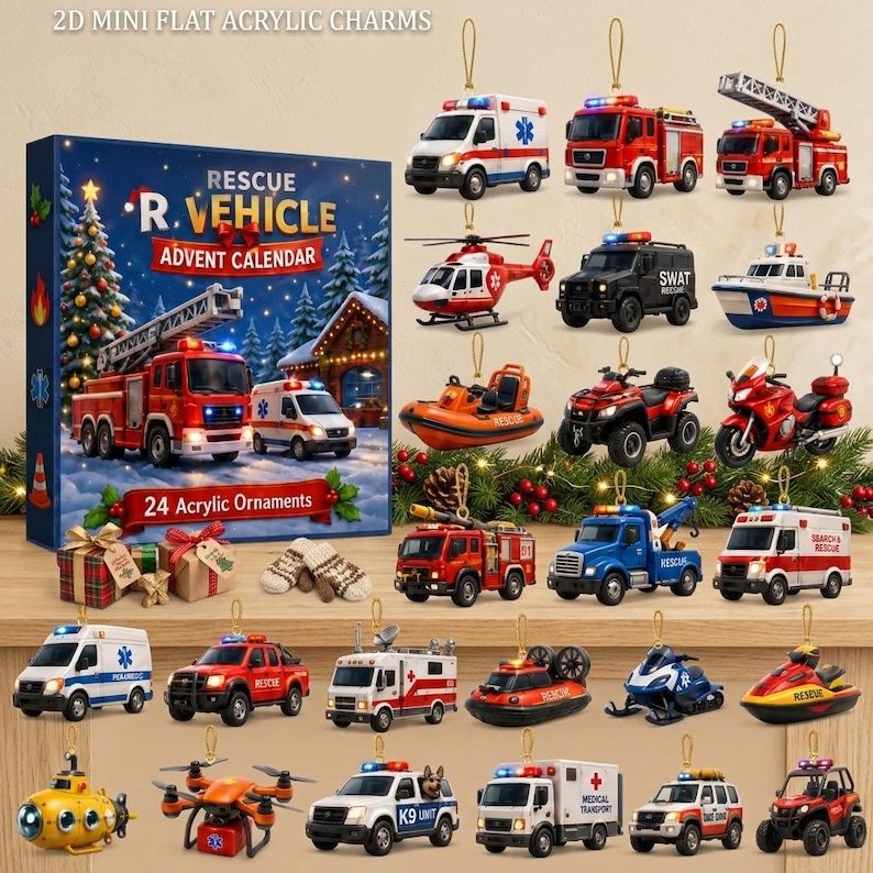 Christmas Advent Calendar 2026, 24 Holiday Ornaments Countdown Calendar, Traditional Christmas Charm Collection Gift for Kids & Family AXMAS05