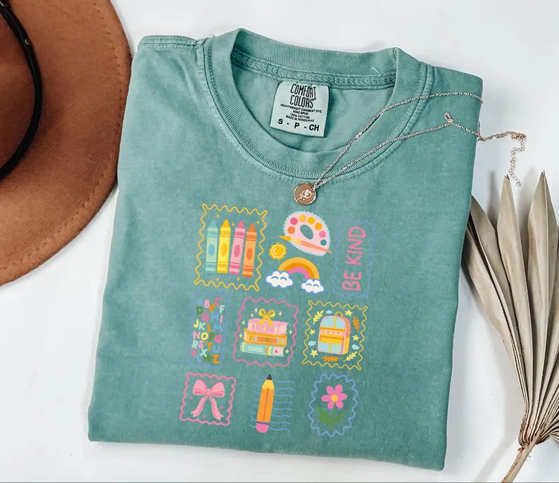 Comfort Colors® Teacher Life Shirt, Cute Be Kind Shirt, Back to School Shirt, Team Elementary School Teacher Shirt, School Supply Shirt. SPETAL13