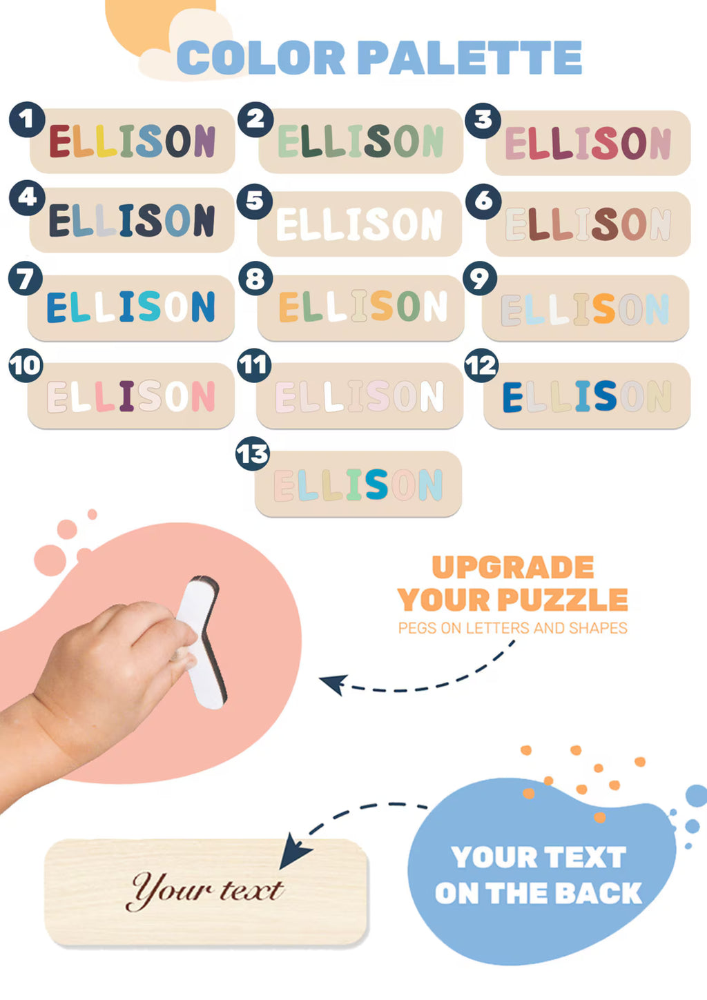 New Baby Gift Wood Name Puzzle for Toddler Montessori Puzzle, First Birthday Gift for Boy, Girl, Wooden Toys, Custom Gift for Kids. NPPETAL4