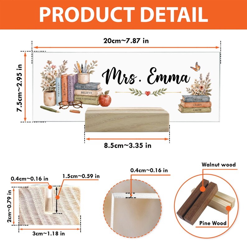 Personalized Teacher Appreciation Gift for Teacher Desk Nameplate, Custom Classroom Sign, Welcome Back to School Nurse Gifts Kindergarten. DNPETAL04