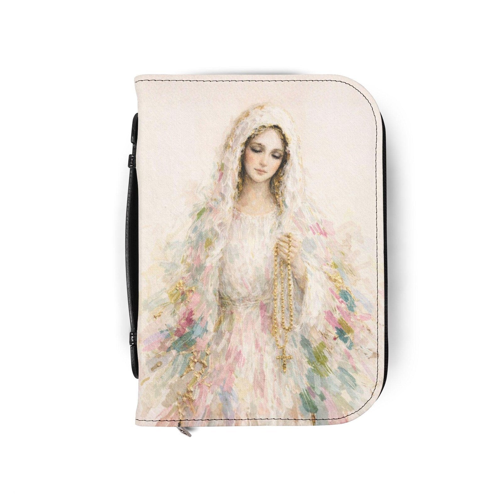 Mary Portrait Bible Cover | Illustrated Mary Art, Religious Scripture Protector. BCPETAL17