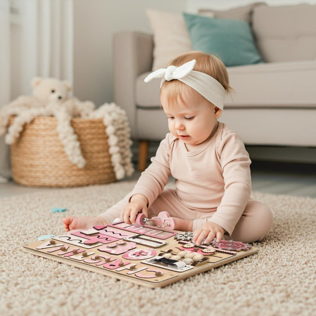Personalized Name Puzzle & Busy Board, Montessori Wooden Toy, Gift for Baby Girl, First Birthday Gift, Christmas Gift, Baby Toy, Baby Gift. NPPETAL7