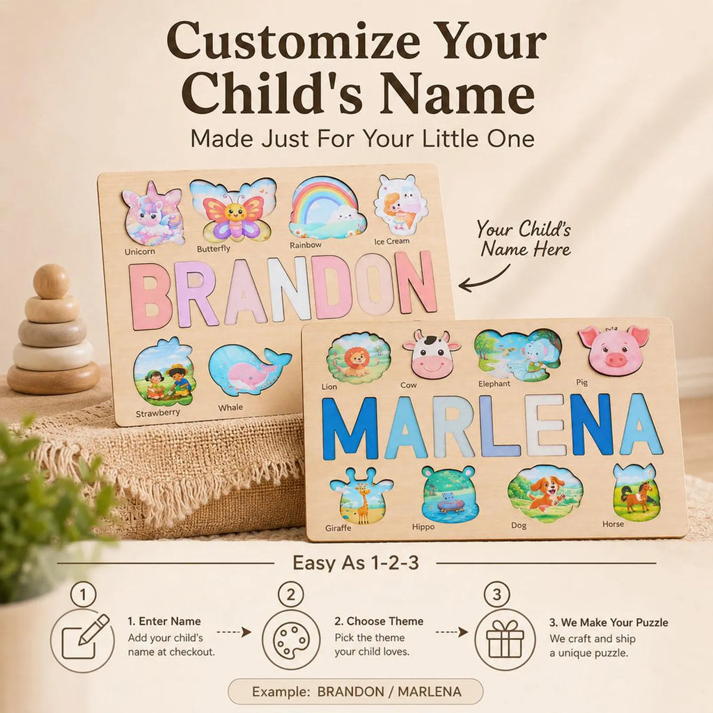 Personalized Wooden Name Puzzle | Custom Montessori Toy | Toddler Learning Toy | Baby Shower Gift | 1st Birthday Gift | Nursery Decor. NPPETAL15