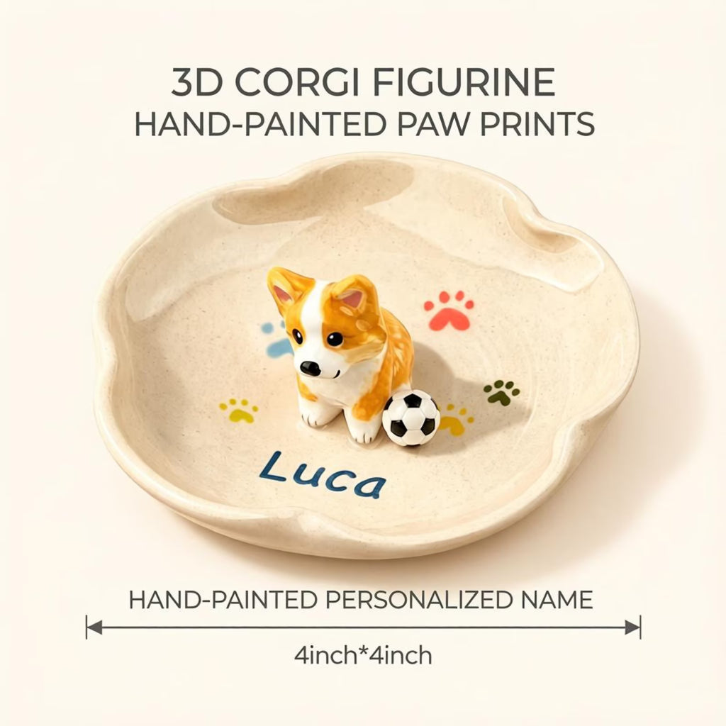 Custom 3D Pet Ring Dish, Personalized Ceramic Jewelry Tray, Handmade Cat Portrait Trinket Bowl, 3D Pet Portrait Ring Holder, Dog Lover Gift. CPPETAL09