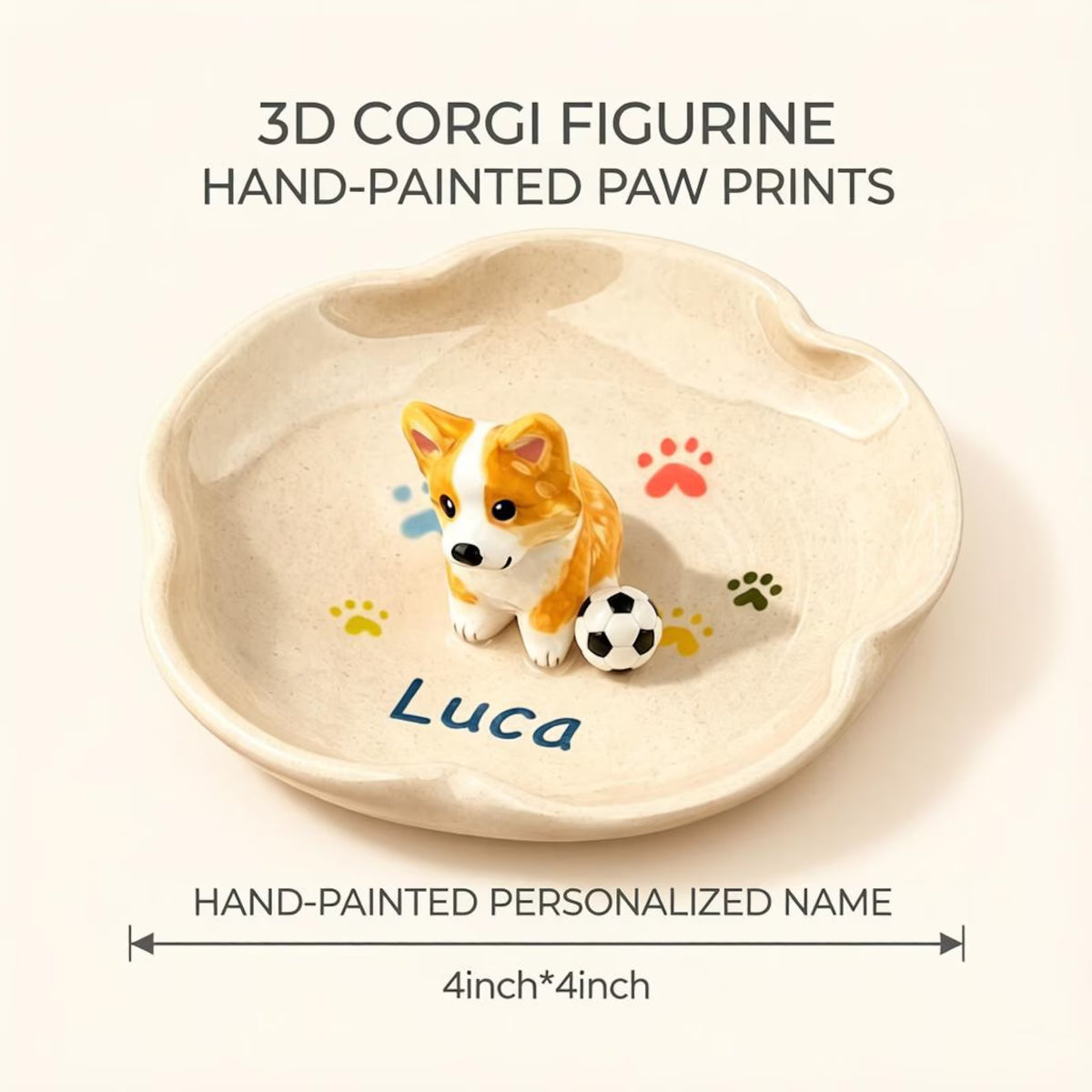Custom 3D Pet Ring Dish, Personalized Ceramic Jewelry Tray, Handmade Cat Portrait Trinket Bowl, 3D Pet Portrait Ring Holder, Dog Lover Gift. CPPETAL09