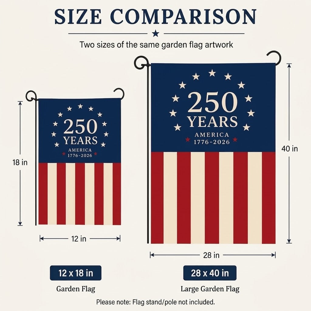America 250th Anniversary Garden Flag, Patriotic Independence Day Flag, 1776-2026 Outdoor Yard Decor, USA Flag. GFPETAL03