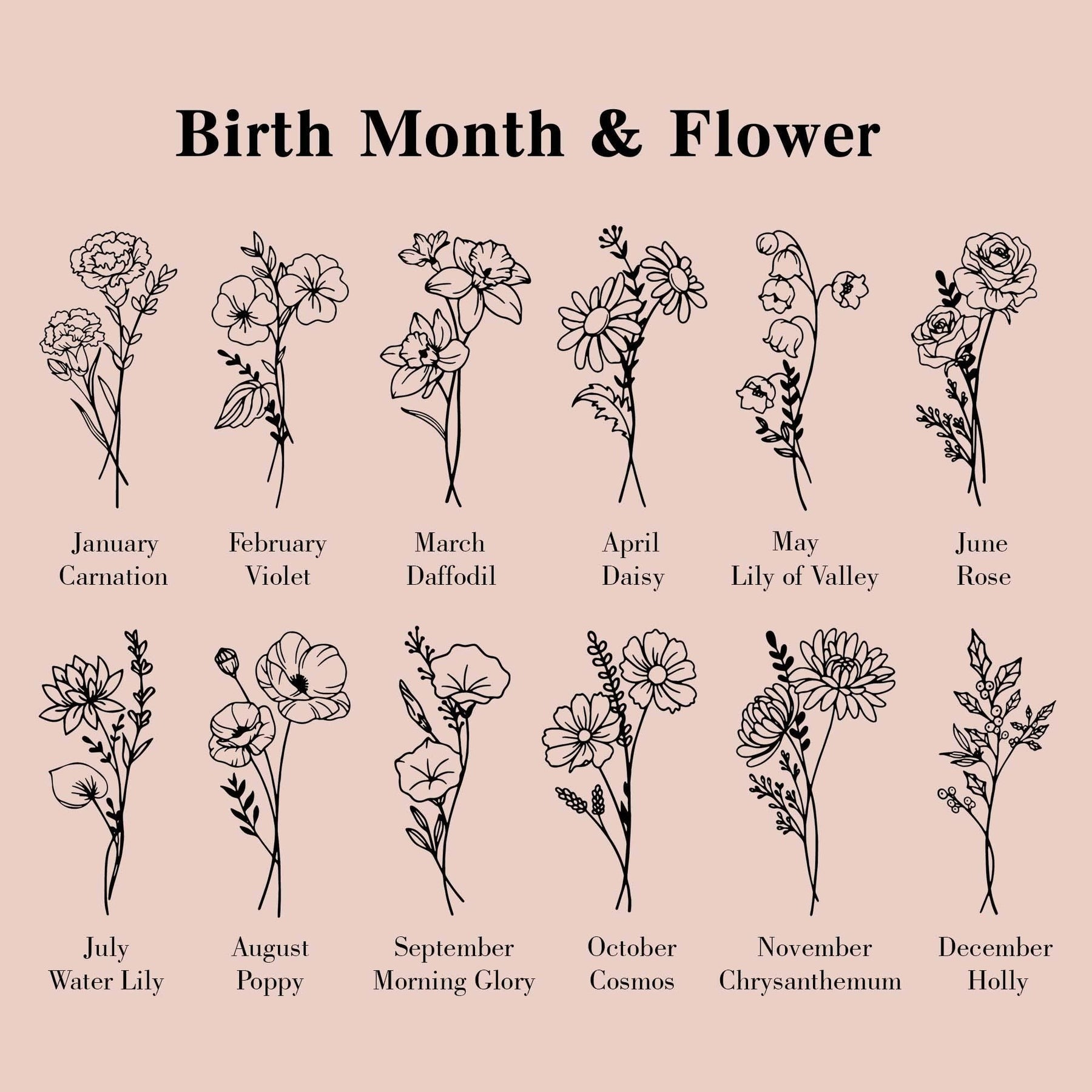 Personalized Birth Flower Notebook With Name, Custom Journal, Floral Diary, Mothers Day Gift, Bridesmaid Proposal, Unique Gifts for Her