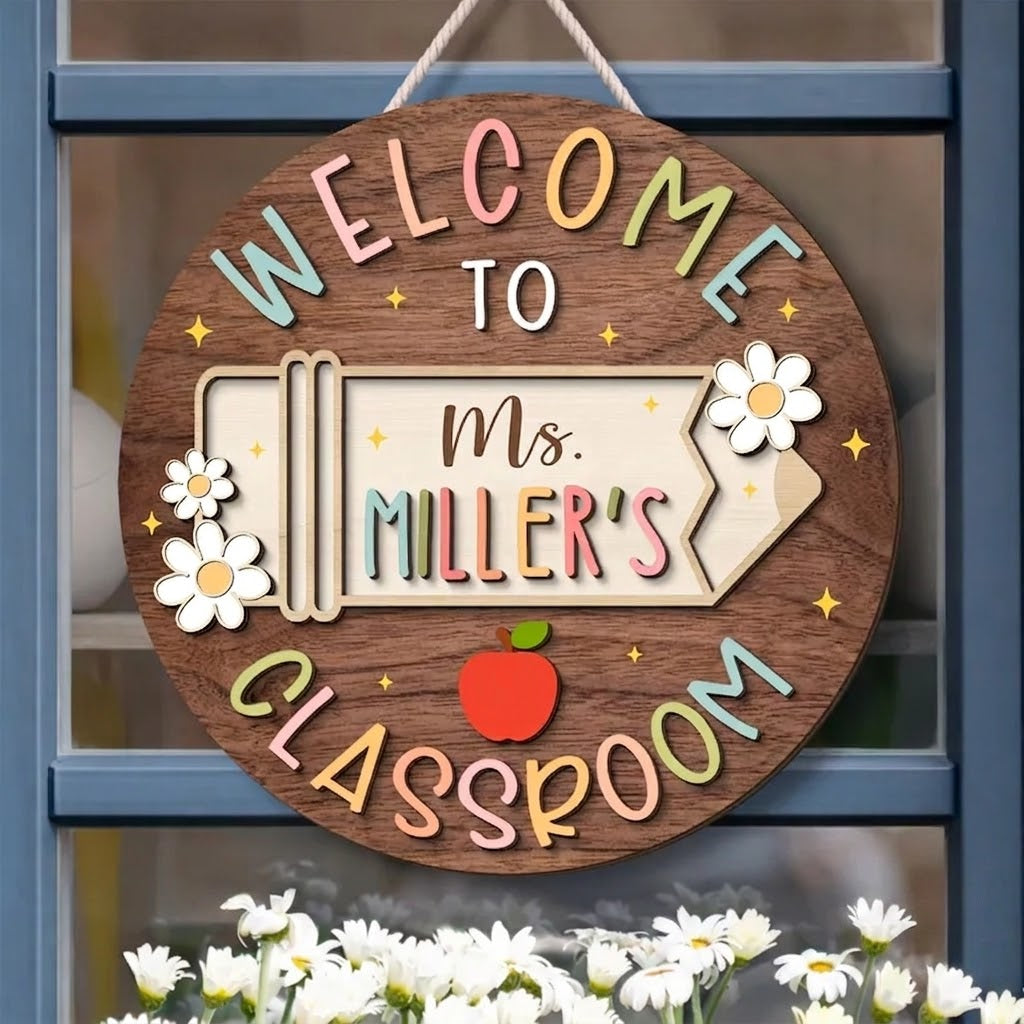 Personalized 3D Teacher Name Door Sign: Teacher Appreciation Gifts, Classroom Decor. DHPETAL02