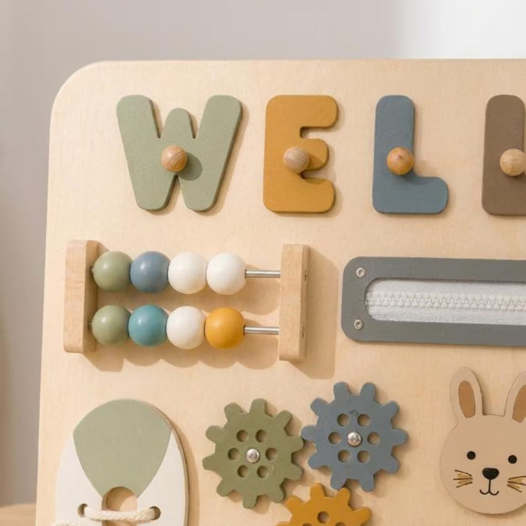 Personalized Wooden Name Puzzle, Custom Montessori Busy Board for Toddlers, Baby Name Puzzle Gift, First Birthday Gift, Baby Boy Girl Toy. NPPETAL5
