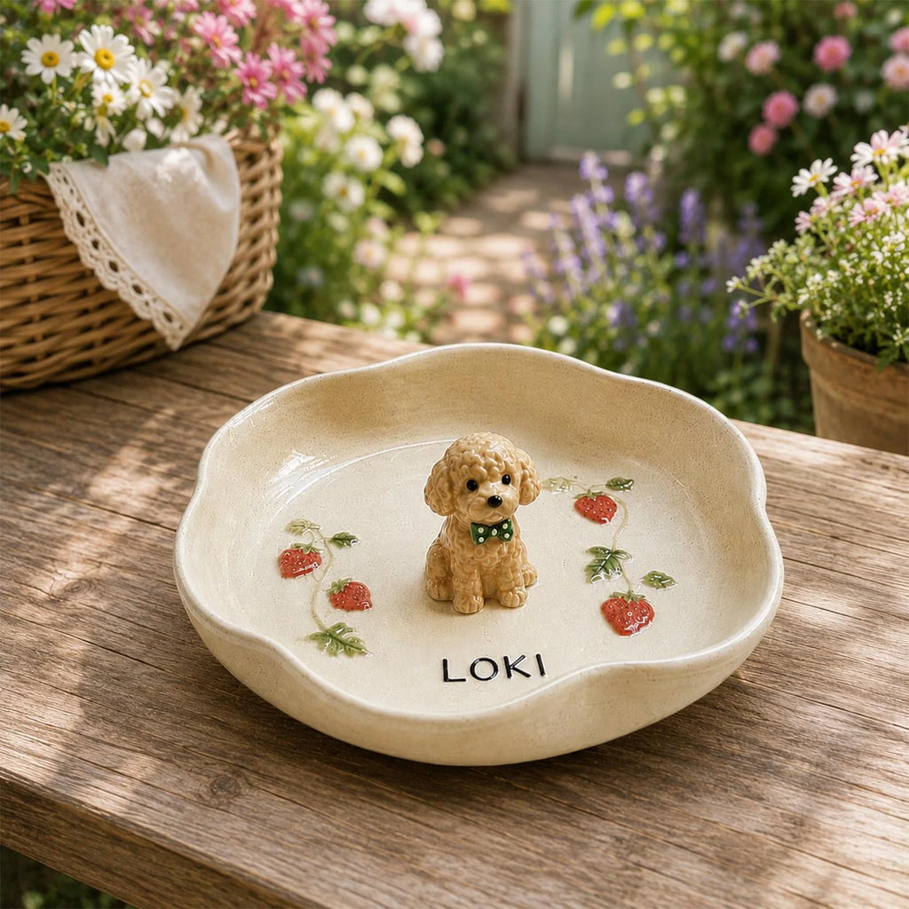 Personalized Pet Ring Dish, Custom Dog Ceramic Jewelry Tray, Custom Name Trinket Tray. CPPETAL11