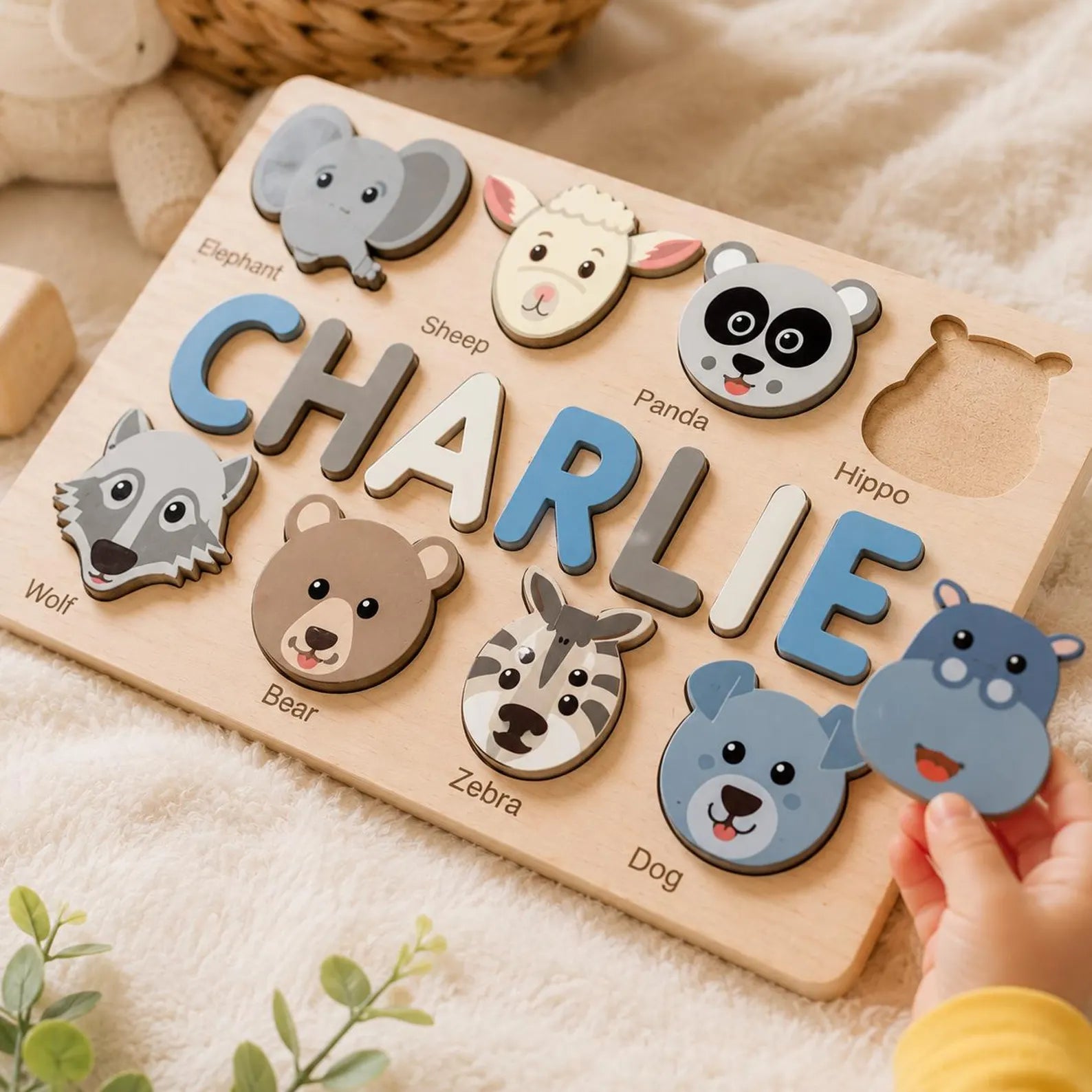 Personalized Wooden Name Puzzle, Custom Flower Toy for Toddler, Baby Girl Nursery Decor, First Birthday Gift, Wooden Floral Matching Game. NPPETAL10