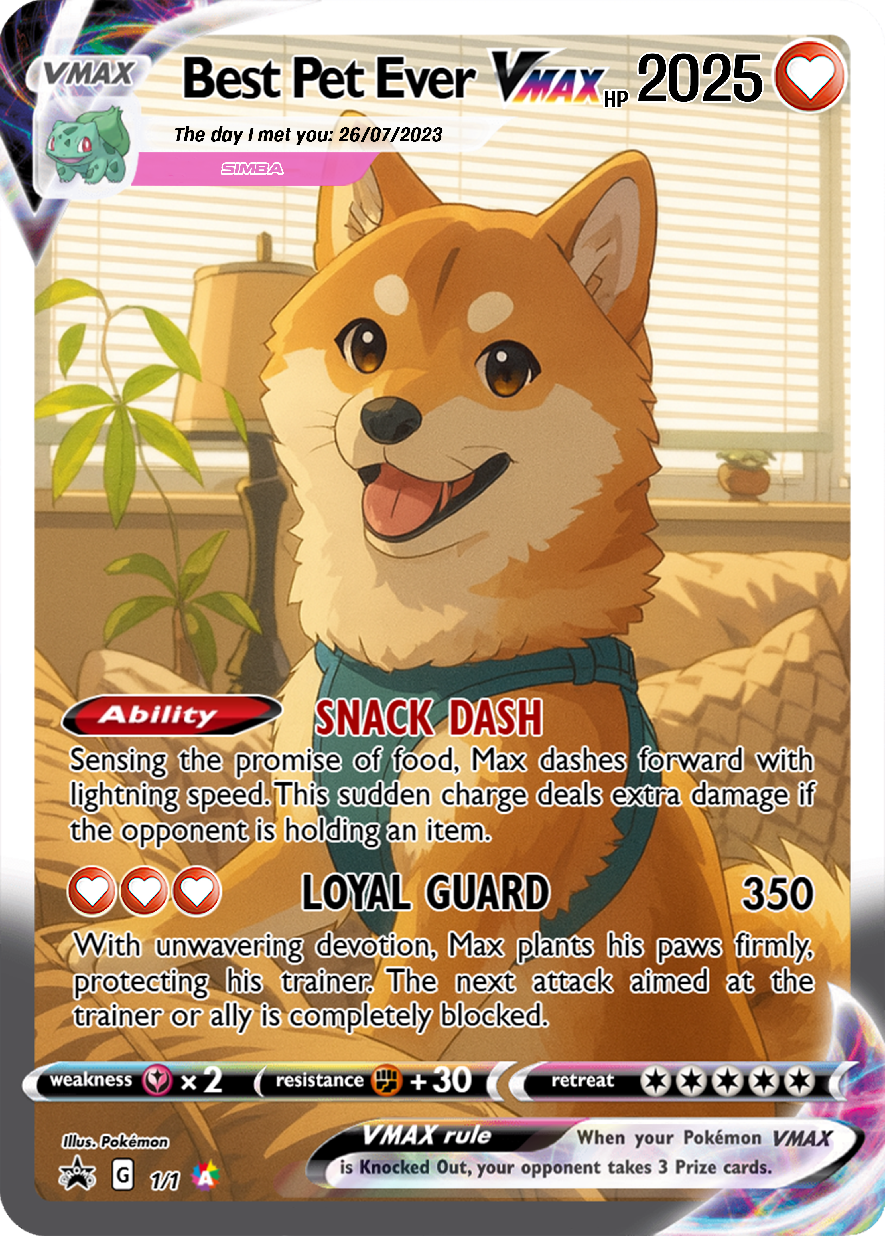 Personalized Poke Love Acrylic Card, Anime Pet Gift with Photo, Anniversary Present for Pet Lover, Valentine's Day, Anniversary Gift