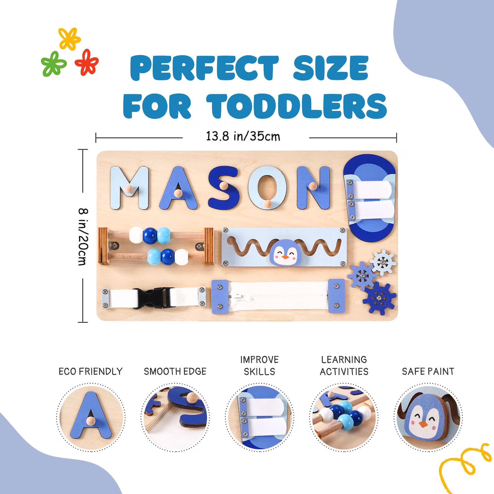 Personalized Baby Name Puzzle, Custom Kids Early Learning Busy Board, 1st Christmas Gift, 1st Birthday Gift, Unique Baby Gift, Baby Keepsake. NPPETAL21
