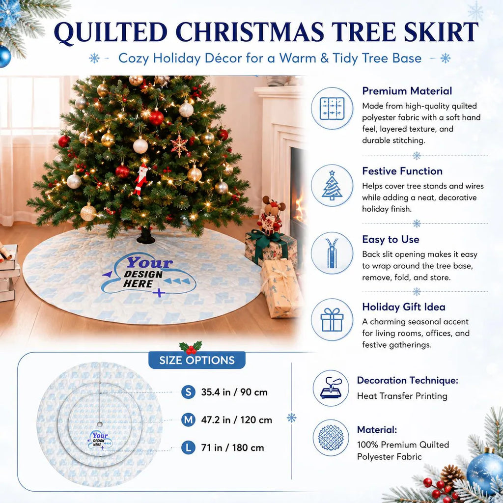 Quilted Christmas Tree Skirt, Patchwork Pine Tree Skirt, Farmhouse Holiday Decor, Rustic Christmas Tree Mat. CTSPETAL13