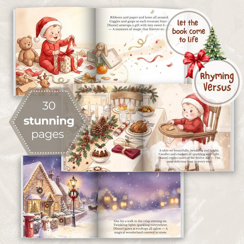 Personalized First Christmas Book, Custom Name Storybook, Newborn Gift Girl Boy Keepsake, Baby Shower Gift, Baby Christmas Present PBOOK05