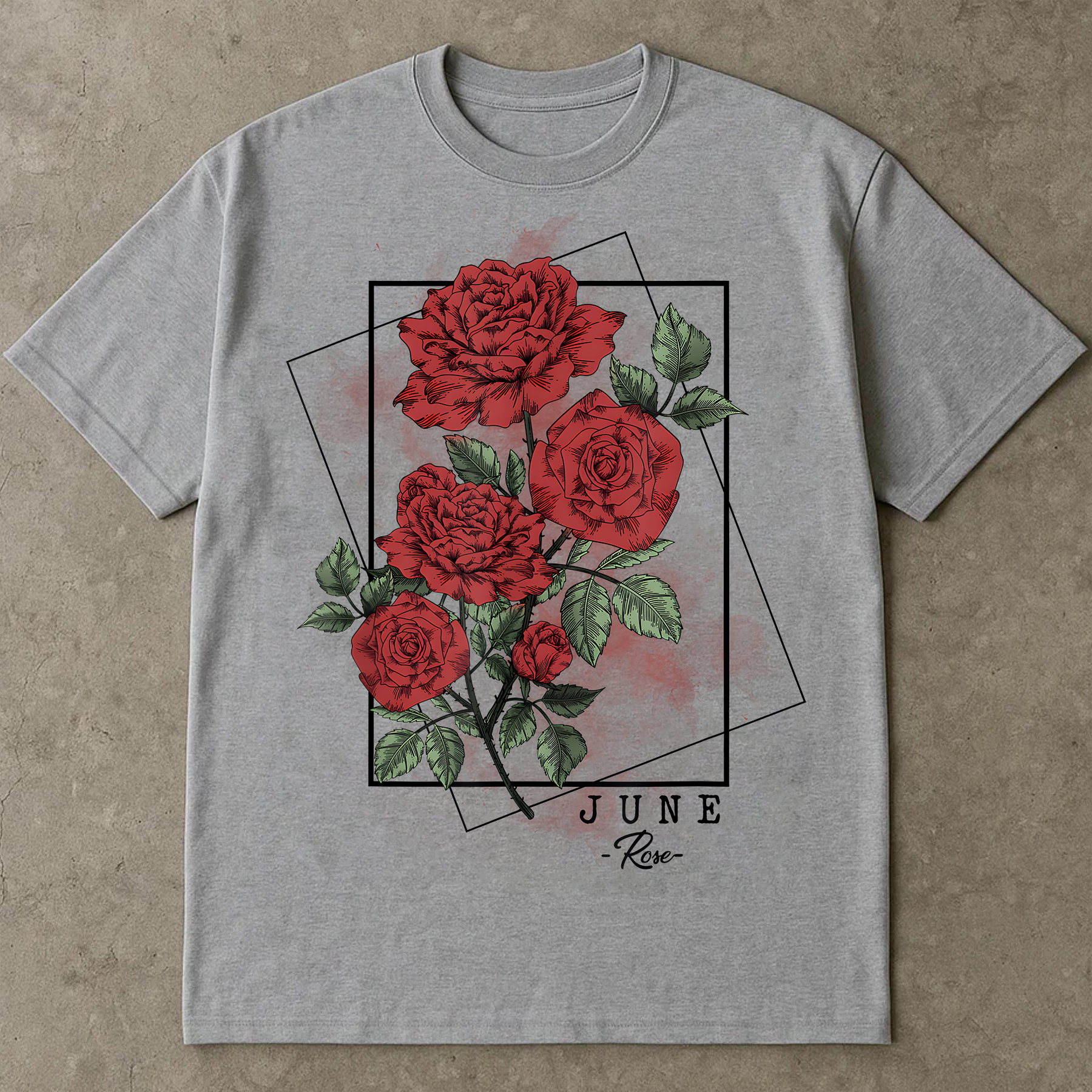 Rose Flower Shirt, June Birth Month Shirt, Red Rose Graphic Tee, Floral Botanical T-Shirt, Birthday Gift For Women