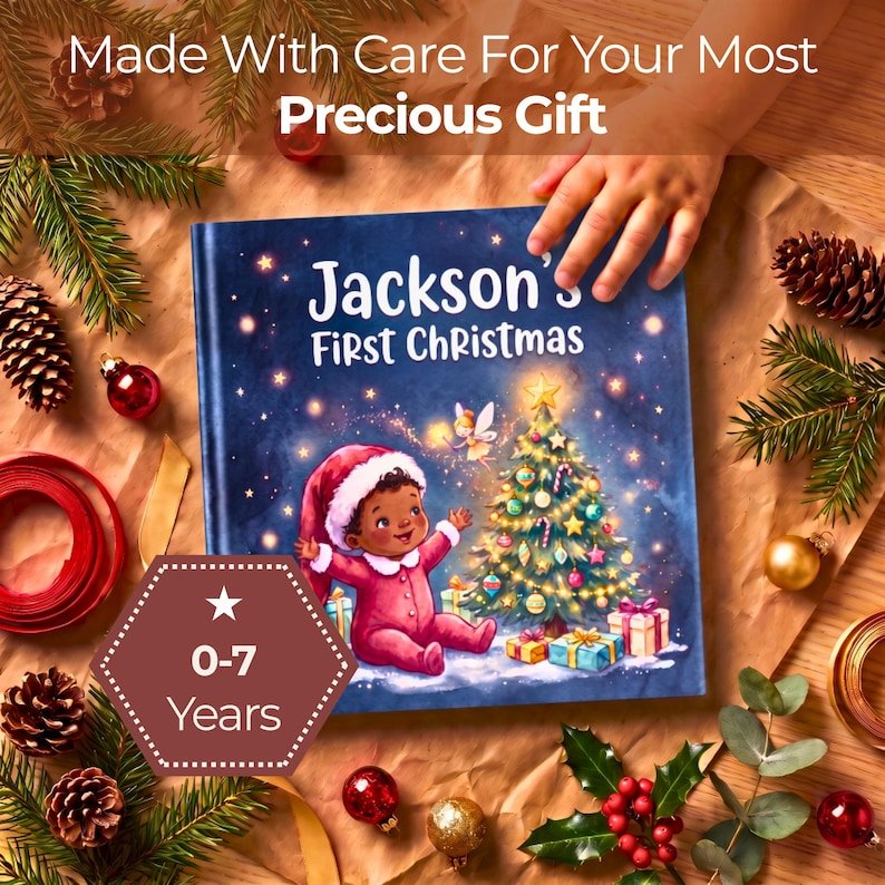 Personalized First Christmas Book, Custom Name Storybook, Newborn Gift Girl Boy Keepsake, Baby Shower Gift, Baby Christmas Present PBOOK05