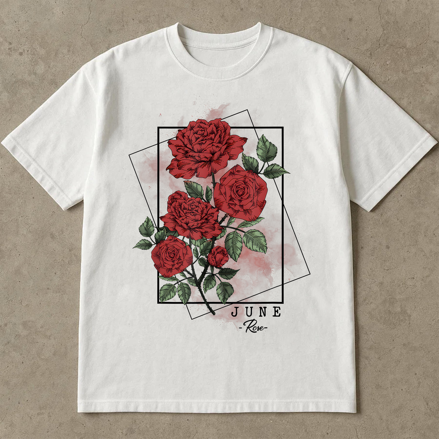 Rose Flower Shirt, June Birth Month Shirt, Red Rose Graphic Tee, Floral Botanical T-Shirt, Birthday Gift For Women
