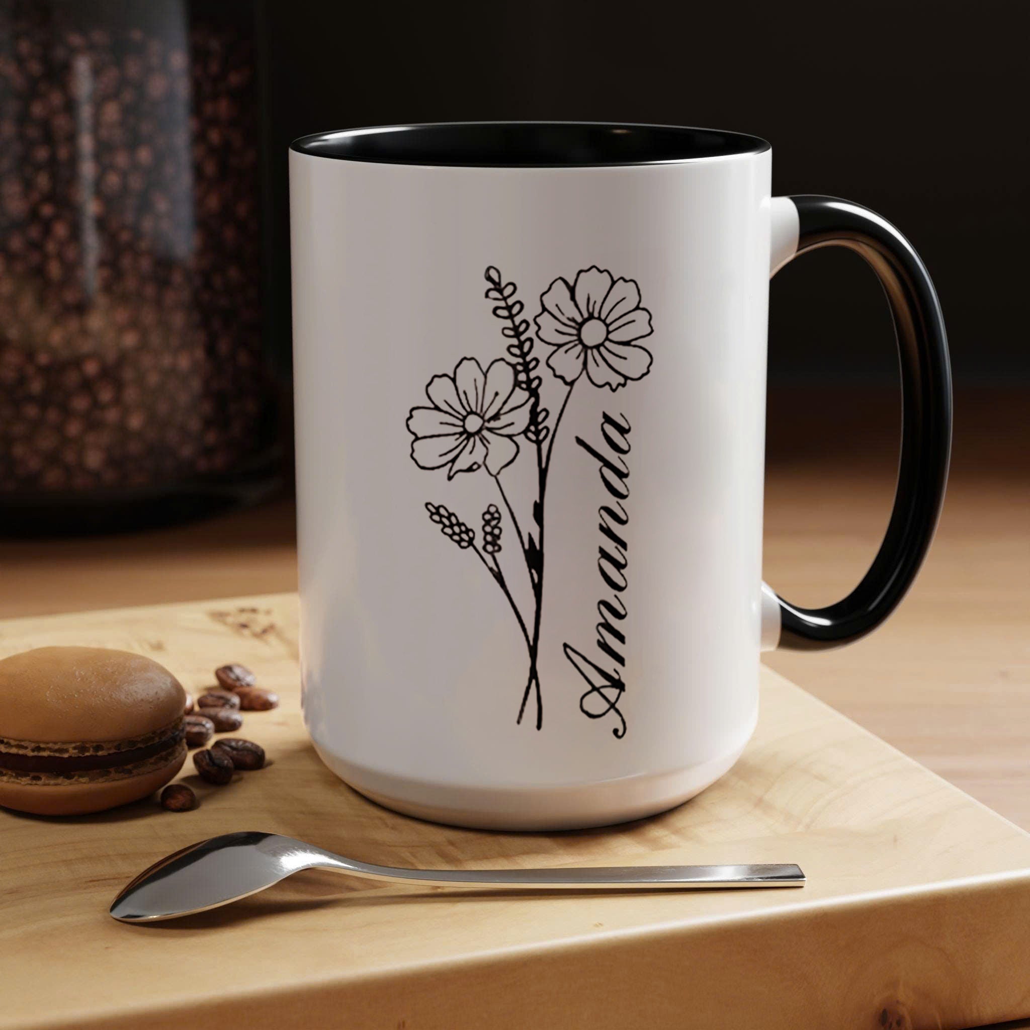 Personalized Birth Flowers Mug With Name, Birth Flowers Mug, Custom Birth Month Flowers Mug, Birthday Gift