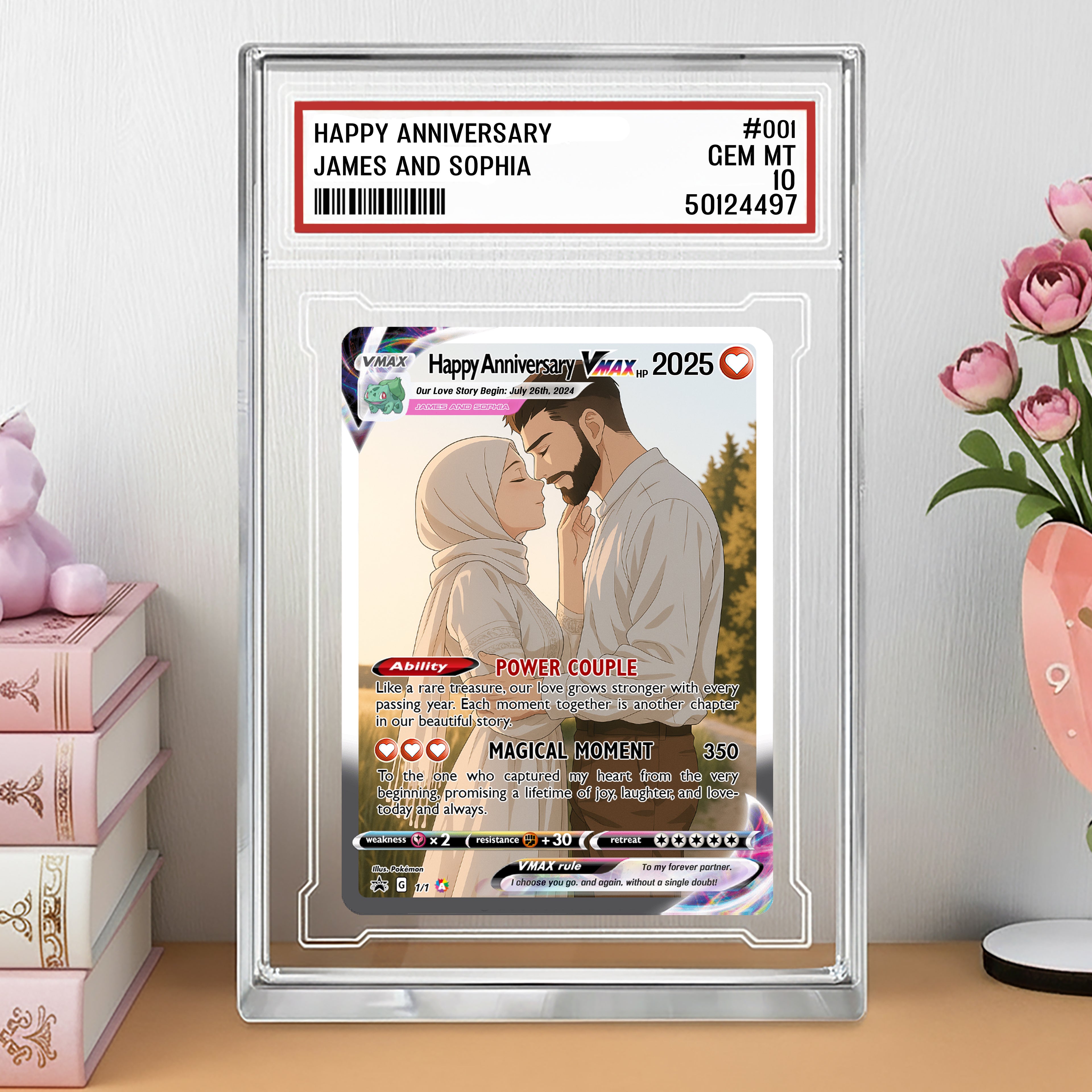 Personalized Couple Poke Love Acrylic Card, Custom photo Anime Themed Gift for Anniversary, Gamer Husband Present from Wife, Love Card Gift