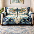 Personalized Blue Dragonfly Quilted Sofa Cover, Dragonfly Pattern Sofa Cover, Patchwork Couch Throw, Sofa Protector, Holiday Sofa Decor QUILTSOFA52