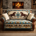 Personalized Western Horse Quilted Sofa Cover, Horse Pattern Sofa Cover, Patchwork Couch Throw, Sofa Protector, Holiday Sofa Decor QUILTSOFA53