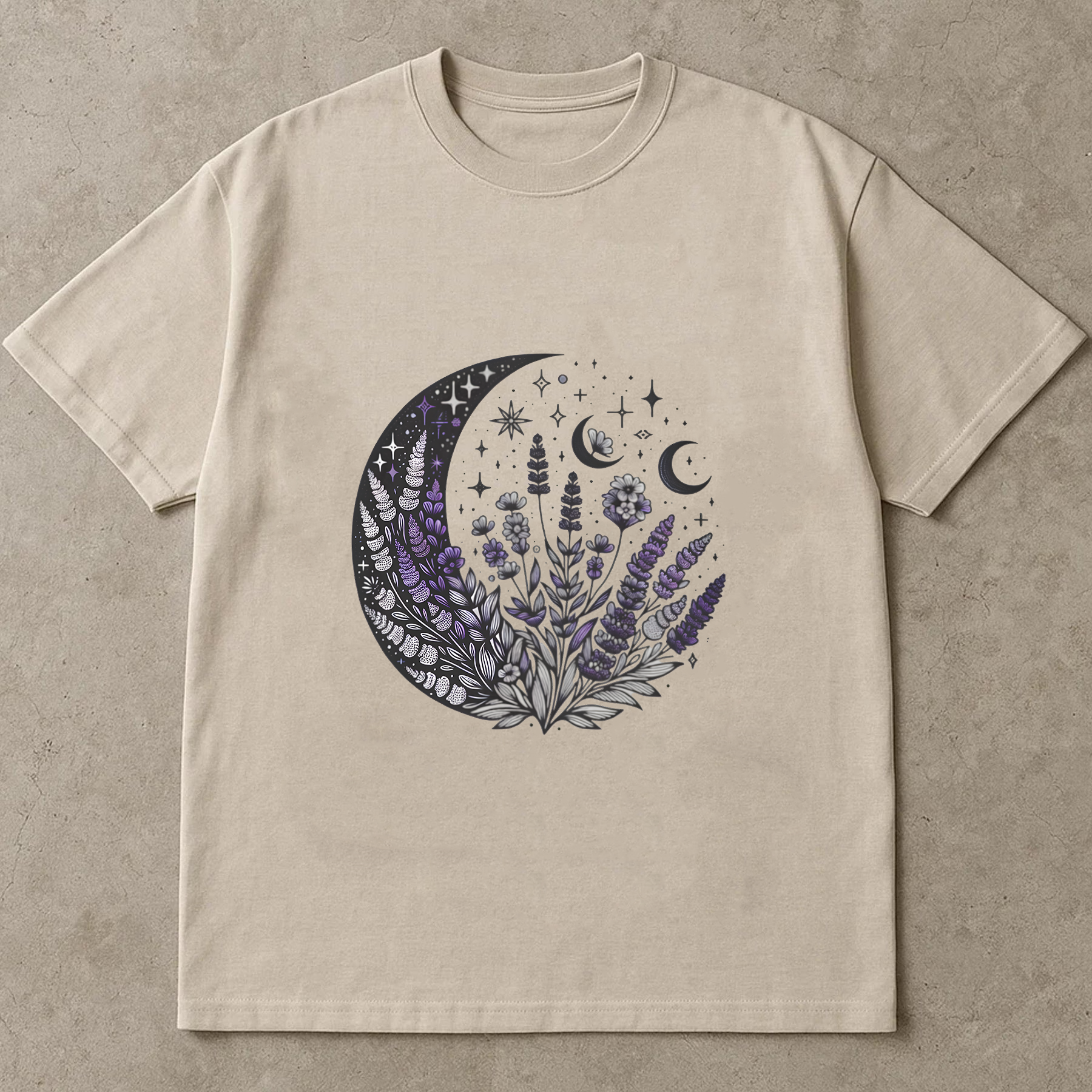 Lavender Moon Shirt, Celestial Witchcore Shirt, Moon Phase Floral Tee, Goth Aesthetic Shirt, Night Garden Shirt, Witchy Vibes Tee