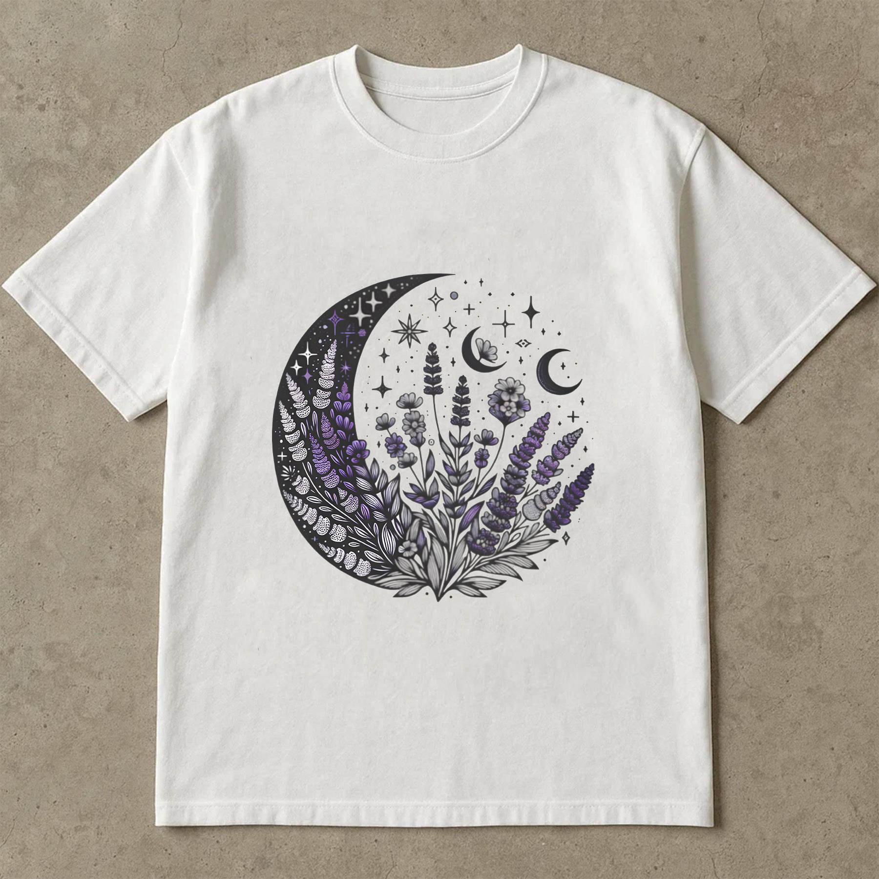 Lavender Moon Shirt, Celestial Witchcore Shirt, Moon Phase Floral Tee, Goth Aesthetic Shirt, Night Garden Shirt, Witchy Vibes Tee