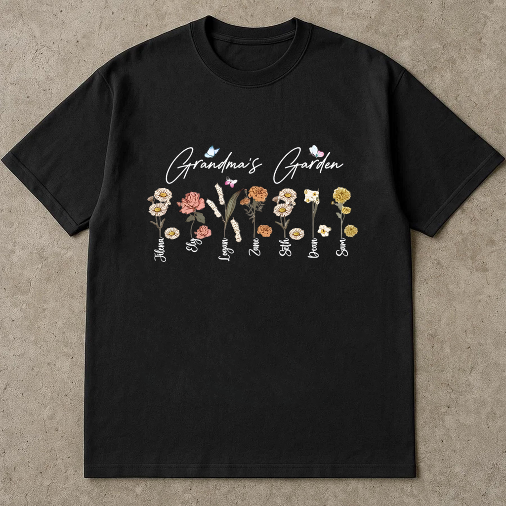 Grandma's Garden Shirt, Birth Month Flower Shirt for Grandma, Personalized Grandma Tee, Family Garden Floral Shirt, Nana Gift Tee