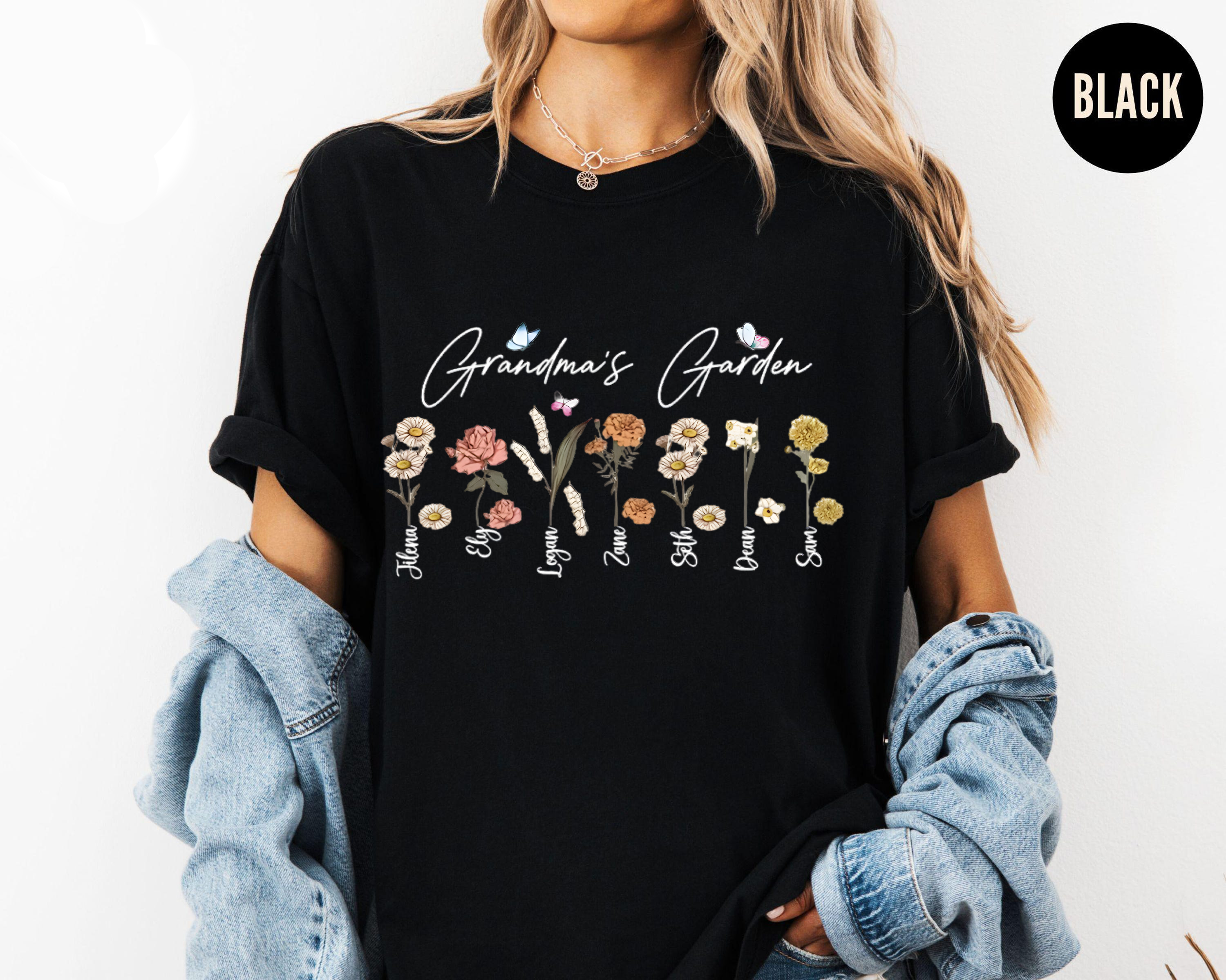 Grandma's Garden Shirt, Birth Month Flower Shirt for Grandma, Personalized Grandma Tee, Family Garden Floral Shirt, Nana Gift Tee