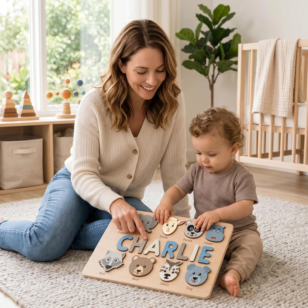 Personalized Vehicles Name Puzzle, Custom Wooden Construction Name Puzzle, Educational Montessori Truck Toy. NPPETAL14