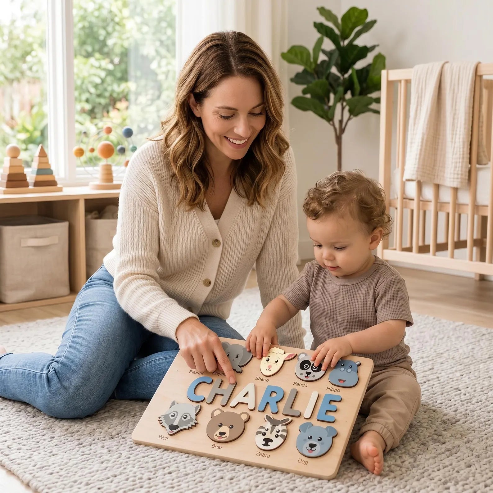Personalized Vehicles Name Puzzle, Custom Wooden Construction Name Puzzle, Educational Montessori Truck Toy. NPPETAL14