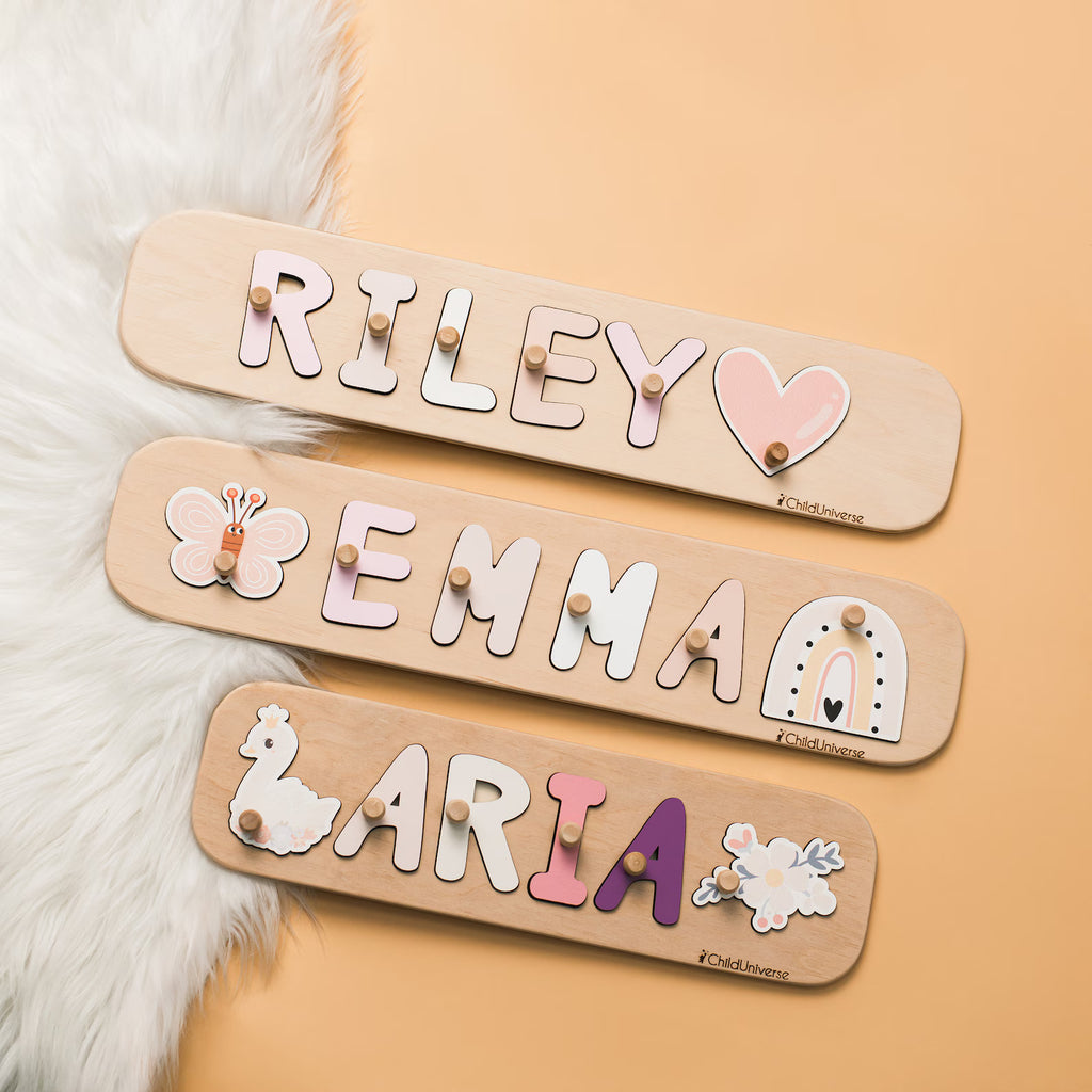 New Baby Gift Wood Name Puzzle for Toddler Montessori Puzzle, First Birthday Gift for Boy, Girl, Wooden Toys, Custom Gift for Kids. NPPETAL4