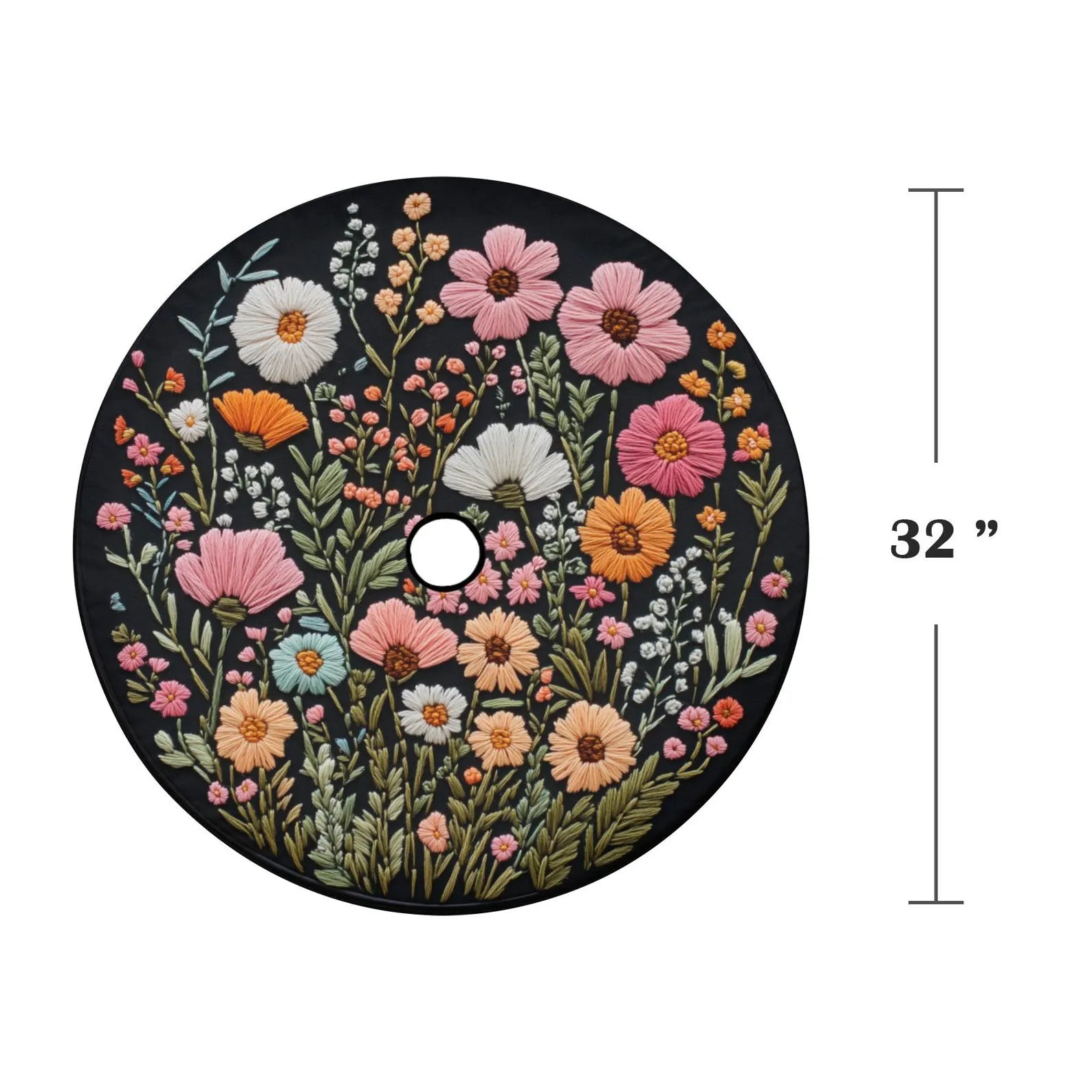 Pink Wild Flowers PVC Leather Spare Tire Cover, Faux Embroidery Printed Grassy Botanicals Floral Wheel Unique Backup Camera Hole Trailer Back Women RV. TCPETAL9