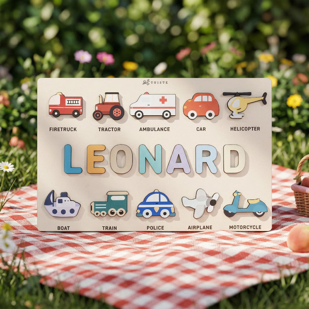 Personalized Wooden Name Puzzle for Boys — Custom Toddler Gift, 1 2 Year Old Birthday Present. NPPETAL16