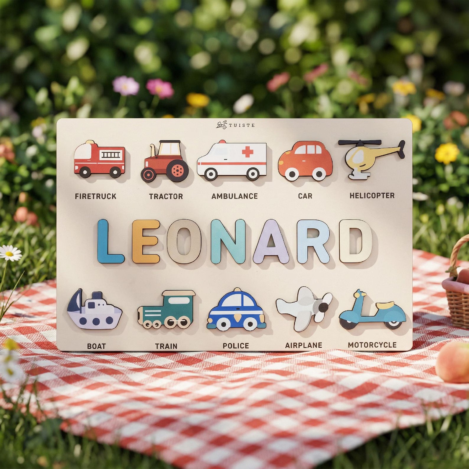 Personalized Wooden Name Puzzle for Boys — Custom Toddler Gift, 1 2 Year Old Birthday Present. NPPETAL16