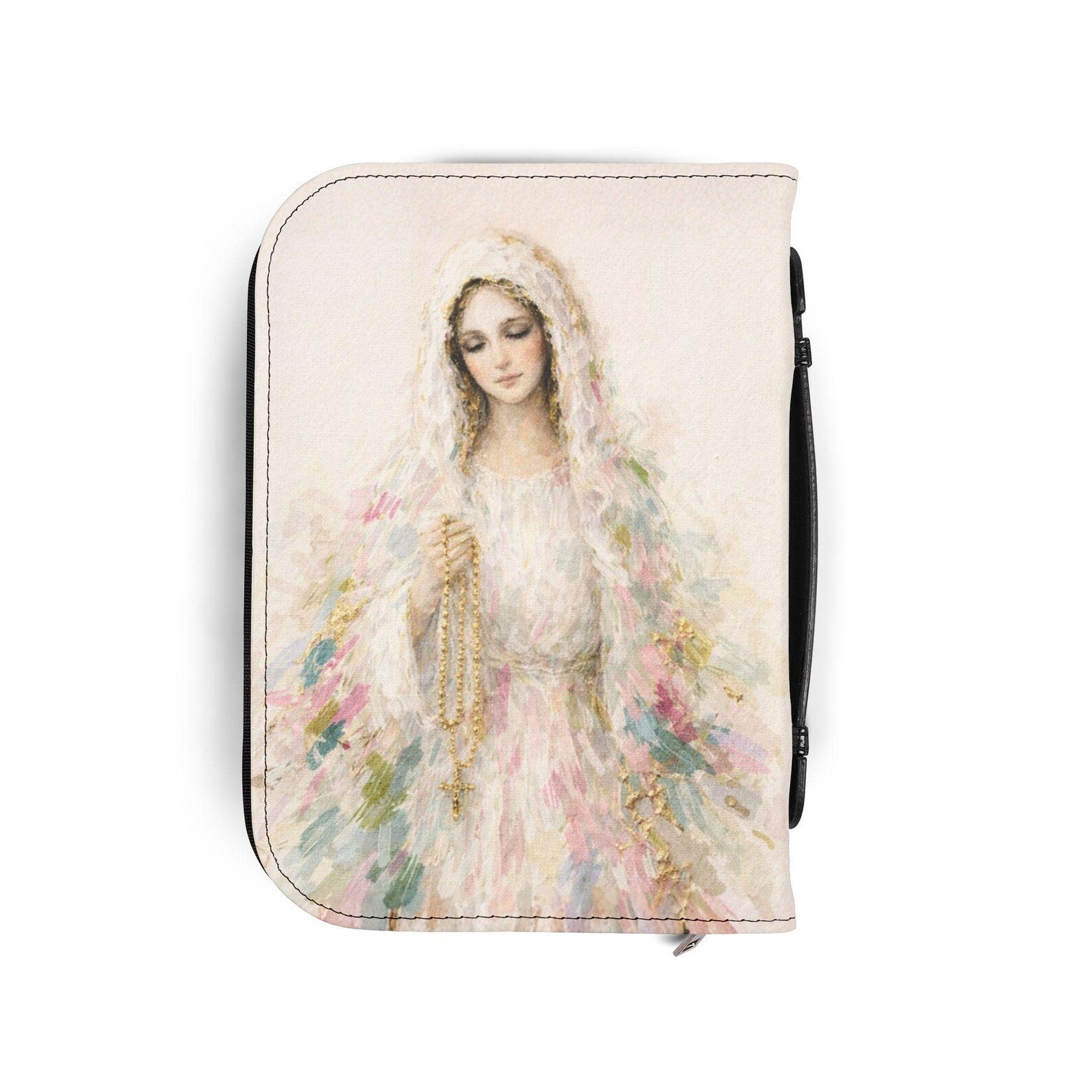 Mary Portrait Bible Cover | Illustrated Mary Art, Religious Scripture Protector. BCPETAL17