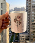 Minimalist Line Art Flower Mug, Personalized Name Coffee Cup with Floral Bouquet Design, Custom Gift for Her Birthday, Bridesmaid, or Mother’s Day