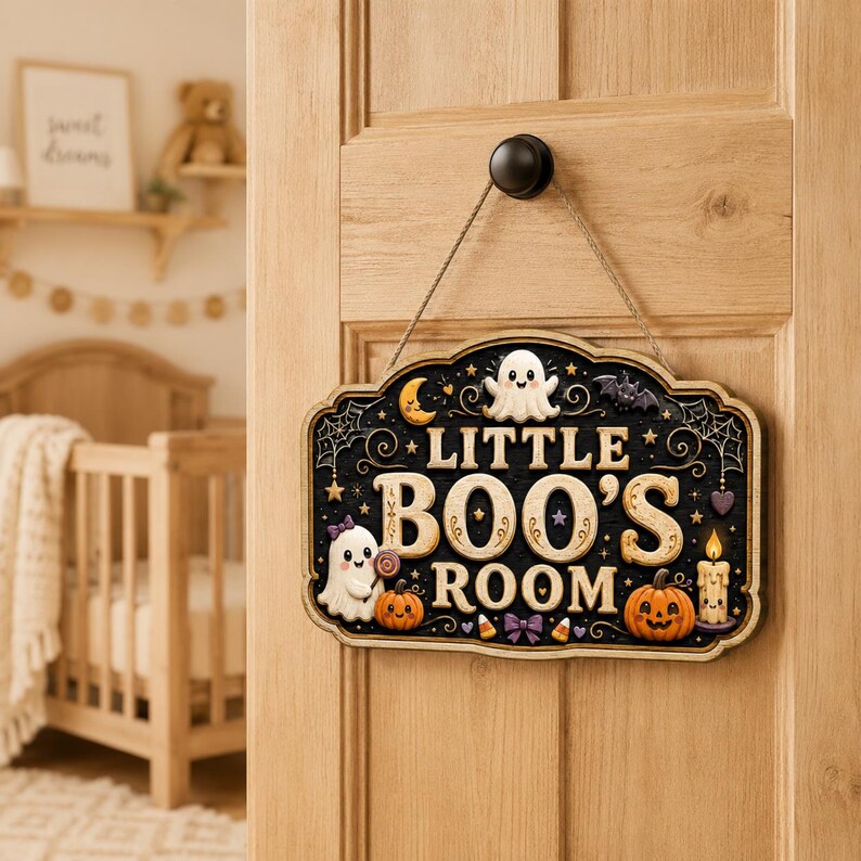 Monster Door Sign, Custom Kids Room Decor, Spooky Nursery Name Sign, Halloween Door Hanger, Gothic Baby Room Decor. HLWDHPETAL10