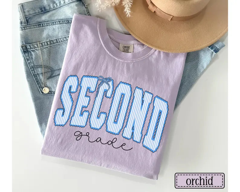 Second Grade Teacher Shirt • Comfort Colors 2nd Grade Teacher Tshirt • Second Grade Back To School Teacher Gift • Striped Seersucker Teacher. SPETAL17