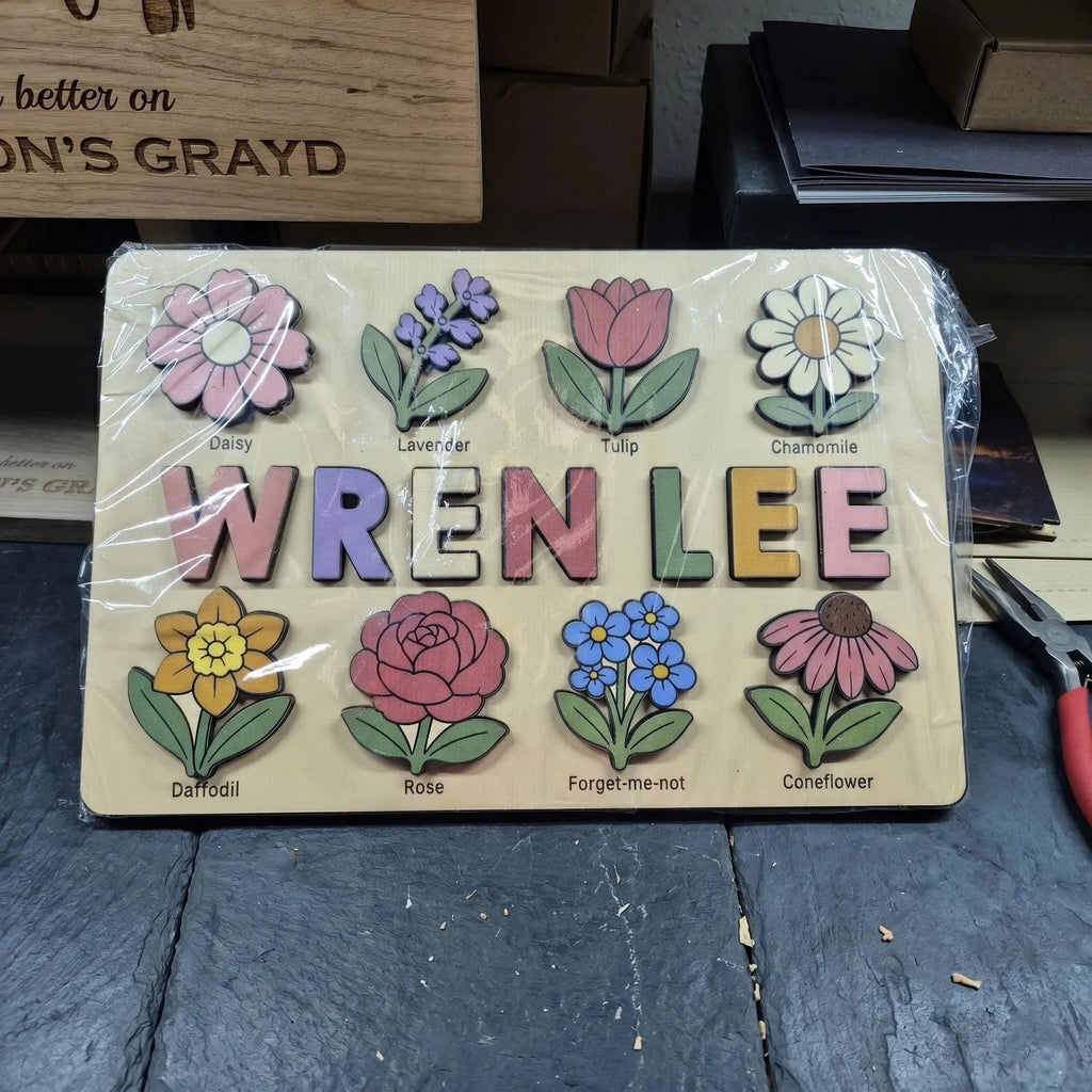 Personalized Wooden Name Puzzle, Chess Theme Toy, Montessori Learning, Nursery Decor. NPPETAL13