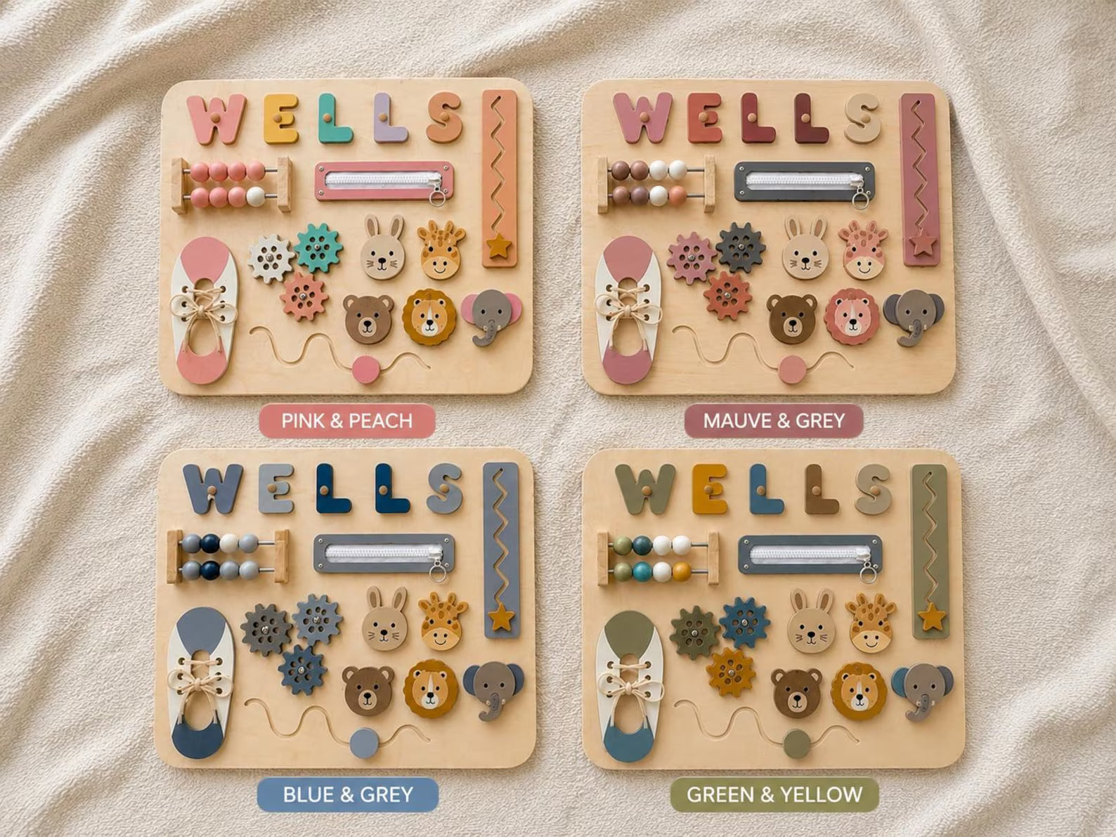Personalized Wooden Name Puzzle, Custom Montessori Busy Board for Toddlers, Baby Name Puzzle Gift, First Birthday Gift, Baby Boy Girl Toy. NPPETAL5