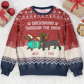 Custom Dachshund Through The Snow Ugly Christmas Sweater, Personalized Dachshund Shirt, Unisex Kid Adult Sweater, Christmas Party Shirt, Holiday Sweatshirts, Xmas Outfit, Christmas Gift UXMAS06