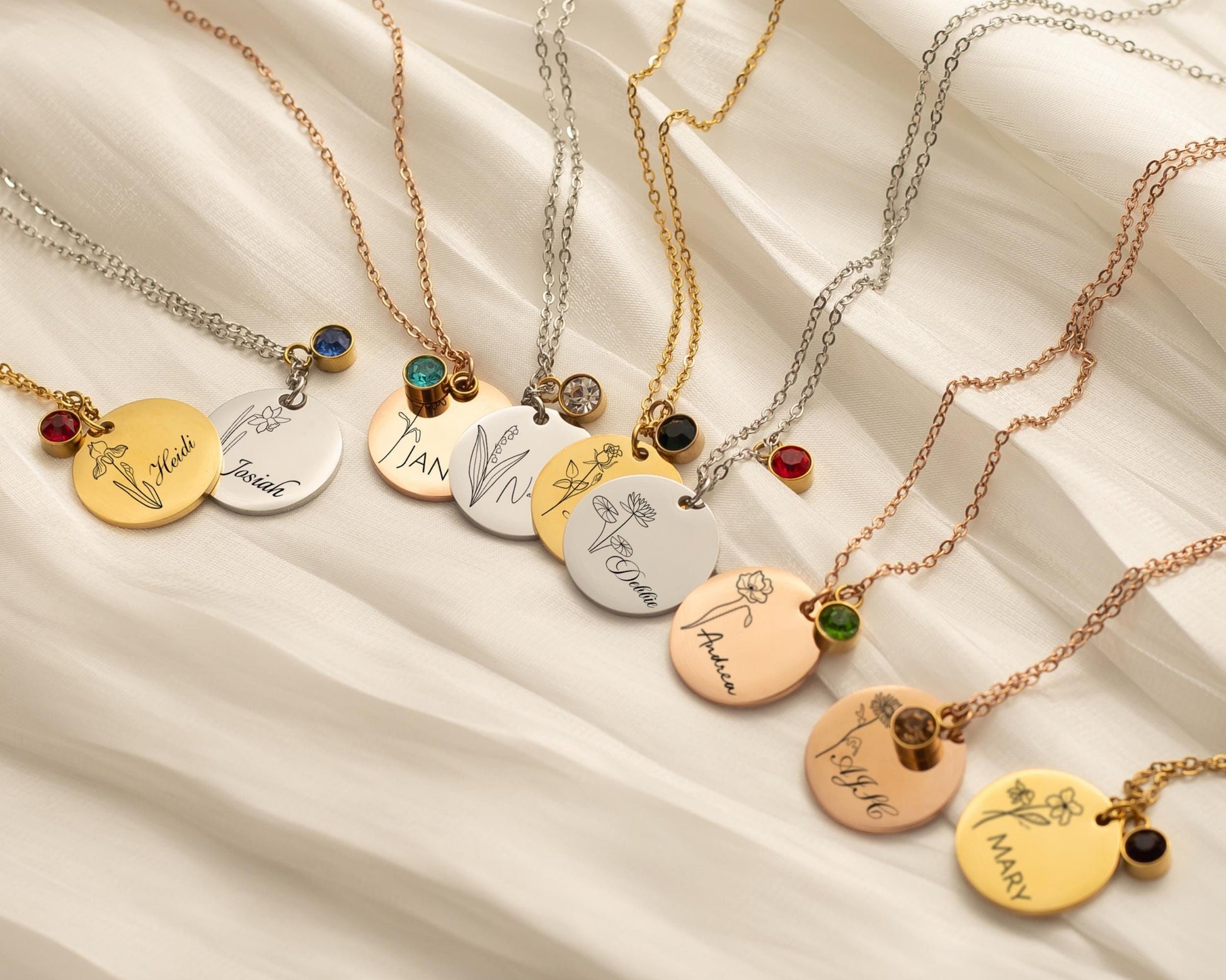 Personalized Birth Flower Necklace with Name, Valentines Days, Necklaces For Women, Birthday Gift, Gift for Her