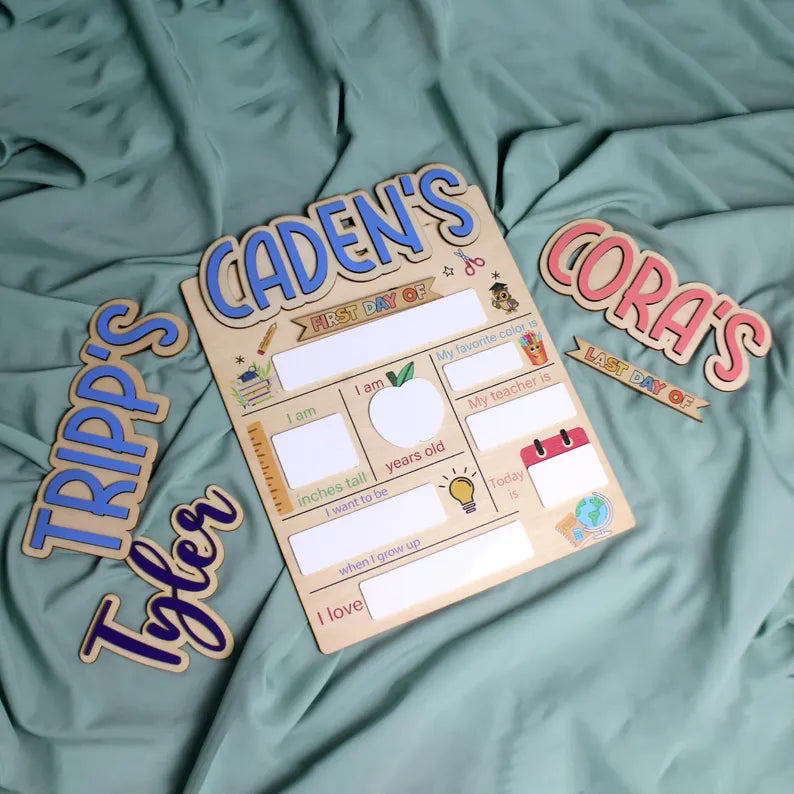 Customizable First and Last Day of School Sign Board, Dry Erase Name Board, Preschool Photo Prop, School Milestone Keepsake. SBPETAL04